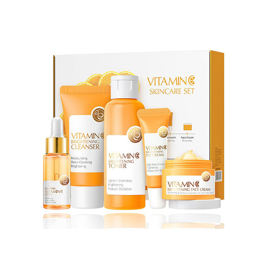 Vitamin C Skincare Set, 5-In-1 Skincare Gift Set With Cleanser, Toner, Face Serum, Face Cream, And Eye Cream, Skin Care Products For Teen Girls, Long-Lasting Moisturizing Skincare Set For Women Men